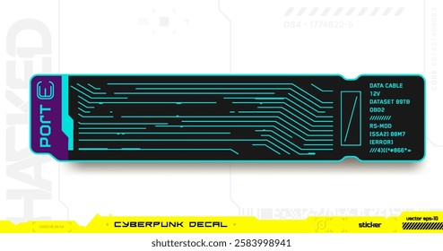 Cyberpunk decal. Vector sticker, label in futuristic style.