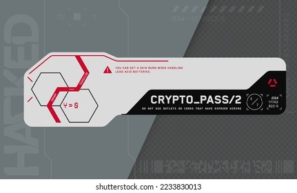 Cyberpunk decals set. Set of stickers and labels in futuristic style. Inscriptions and symbols in the style of neo-futurism games. Interface HUD elements.