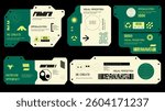 Cyberpunk decals set. Set of vector stickers and labels in futuristic style. Buttons for websites, mobile applications.