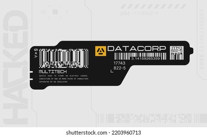 Cyberpunk decals set. Set of vector stickers and labels in futuristic style. Inscriptions and symbols.