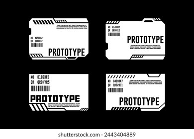 Cyberpunk decals set. Set of vector stickers and labels in futuristic style