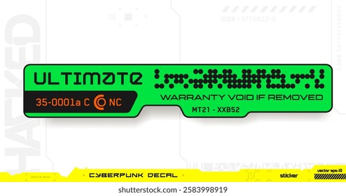 Cyberpunk decals. Vector sticker, label in futuristic style.