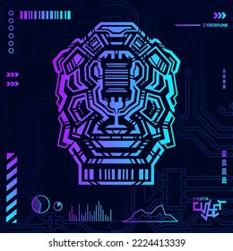 Cyberpunk design with dark background. Abstract technology vector illustration.