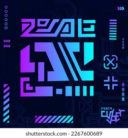 Cyberpunk-Design mit dunklem Hintergrund. Abstrakte Technologie, Vektorgrafik.