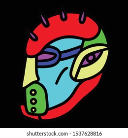 cyberpunk design head icon vector