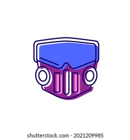 Cyberpunk face mask color icon. Future with robot technology. Apocalypse idea. Flat symbol. Isolated vector stock illustration