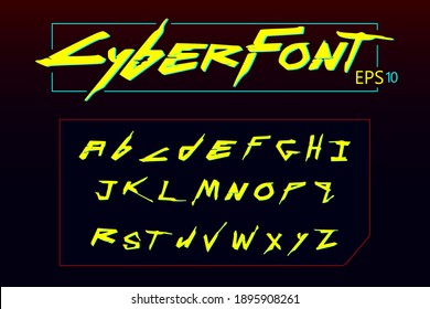 Cyberpunk Font. Vector Cyberfont For Design.