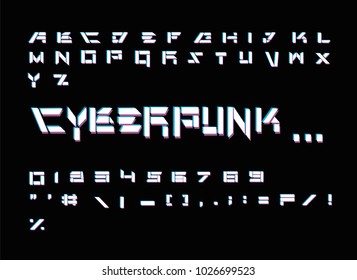 Cyberpunk Font. Vector Futuristic Font