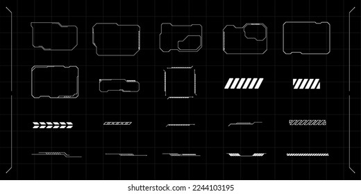 Elementos de matiz del marco del ciberpunk. Plantillas de diseño de cuadros de información futuristas.