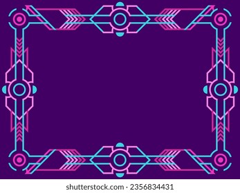 Marco de Cyberpunk. Borde lineal en ciberpunk futurista y estilo de realidad virtual. Marco con lugar para el texto. Diseñar una plantilla para invitaciones, folletos y tarjetas de felicitación. Ilustración del vector