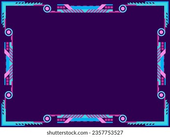 Cyberpunk frame. Linear border in futuristic cyberpunk and virtual reality style. Frame with place for text. Design a template for invitations, leaflets and greeting cards. Vector illustration