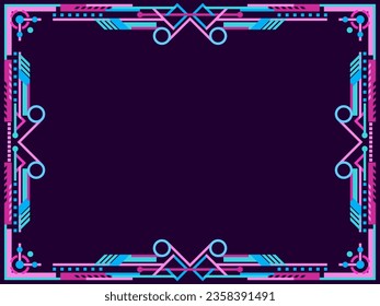 Cyberpunk frame. Linear border in futuristic cyberpunk and virtual reality style. Frame with place for text. Design a template for invitations, leaflets and greeting cards. Vector illustration
