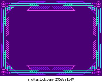 Cyberpunk frame. Linear border in futuristic cyberpunk and virtual reality style. Frame with place for text. Design a template for invitations, leaflets and greeting cards. Vector illustration