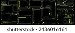 Cyberpunk Frames isolated on black background, vector mockup for futuristic works