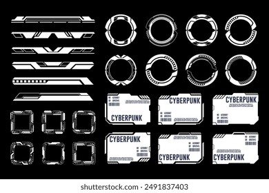 Cyberpunk Futuristic Design Elements. HUD User Interface Element Pack