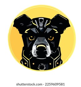 Cyberpunk futuristic dog sticker vector design isolated on white background. Good for logo, mascot, badge, emblem, banner, poster, flyer, social media, shirt.