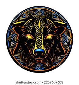 Cyberpunk futuristic dog sticker vector design isolated on white background. Good for logo, mascot, badge, emblem, banner, poster, flyer, social media, shirt.