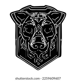 Cyberpunk futuristic dog sticker vector design isolated on white background. Good for logo, mascot, badge, emblem, banner, poster, flyer, social media, shirt.