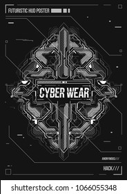 Cyberpunk futuristic poster. Retro futuristic poster template. Electronic music layout. Modern club party flyer.