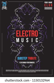 Cyberpunk futuristic poster. Retro futuristic poster template. Electronic music layout. Modern club party flyer.