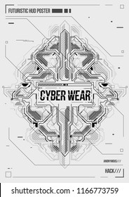 Cyberpunk futuristic poster. Retro futuristic poster template. Electronic music layout. Modern club party flyer.