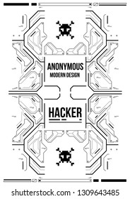 Cyberpunk futuristic poster. Retro futuristic poster template. Tech Abstract poster template. Modern flyer for web and print. hacking, cyber culture, programming and virtual environments.