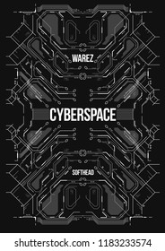 Cyberpunk futuristic poster. Tech Abstract poster template. Modern flyer for web and print.