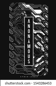 Cyberpunk futuristic poster. Tech Abstract poster template with HUD elements. Modern flyer for web and print. hacking, cyber culture, programming and virtual environments.