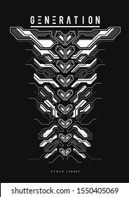 Cyberpunk futuristic poster. Tech Abstract poster template with HUD elements. Modern flyer for web and print. hacking, cyber culture, programming and virtual environments.