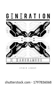 Cyberpunk futuristic poster. Tech Abstract poster template with HUD elements. Modern flyer for web and print. hacking, cyber culture, programming and virtual environments.