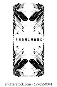 Cyberpunk futuristic poster. Tech Abstract poster template with HUD elements. Modern flyer for web and print. hacking, cyber culture, programming and virtual environments.