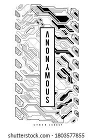 Cyberpunk futuristic poster. Tech Abstract poster template with HUD elements. Modern flyer for web and print. hacking, cyber culture, programming and virtual environments.