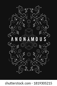 Cyberpunk futuristic poster. Tech Abstract poster template with HUD elements. Modern flyer for web and print. hacking, cyber culture, programming and virtual environments.