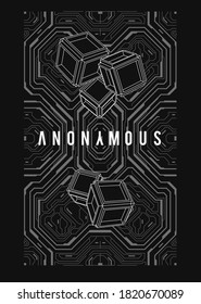 Cyberpunk futuristic poster. Tech Abstract poster template with HUD elements. Modern flyer for web and print. hacking, cyber culture, programming and virtual environments.