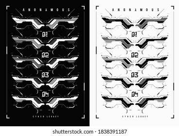 Cyberpunk futuristic poster. Tech Abstract poster template with HUD elements. Modern flyer for web and print. hacking, cyber culture, programming and virtual environments.
