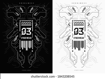 Cyberpunk futuristic poster. Tech Abstract poster template with HUD elements. Modern flyer for web and print. hacking, cyber culture, programming and virtual environments.