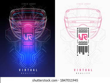 Cyberpunk futuristic poster. Tech Abstract poster template with HUD elements. Modern flyer for web and print. hacking, cyber culture, programming and virtual environments.