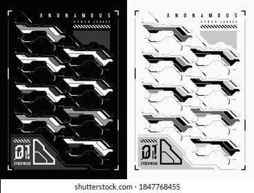 Cyberpunk futuristic poster. Tech Abstract poster template with HUD elements. Modern flyer for web and print. hacking, cyber culture, programming and virtual environments.