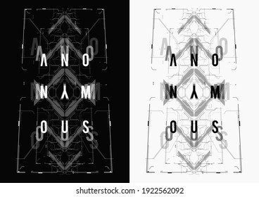 Cyberpunk futuristic poster. Tech Abstract poster template with HUD elements. Modern flyer for web and print. hacking, cyber culture, programming and virtual environments.