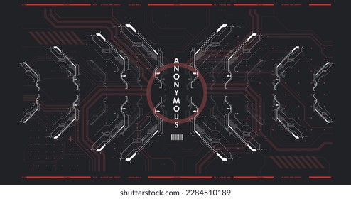 Cyberpunk futuristic poster. Tech Abstract poster template with HUD elements. Modern flyer for web and print. hacking, cyber culture, programming and virtual environments.