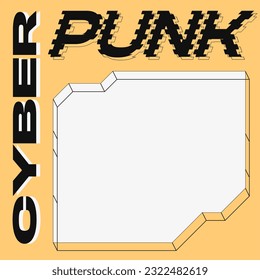 Cyberpunk Futuristic Style Border Template, Yellow with White