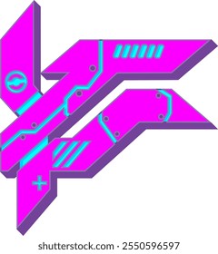 Cyberpunk Futuristic Style Letter Alphabet Vector F