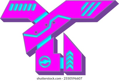 Cyberpunk Futuristic Style Letter Alphabet Vector Y