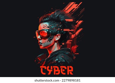 Cyberpunk futuristische Vektorkunst für T-Shirt-Design.