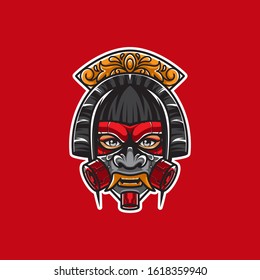 Cyberpunk Geisha Head Shot Logo Vector Template