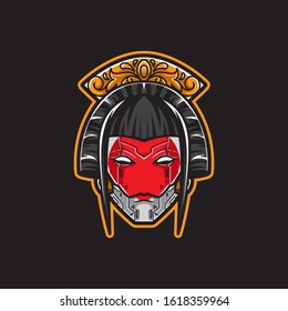 Cyberpunk Geisha Head Shot Logo Vector Template