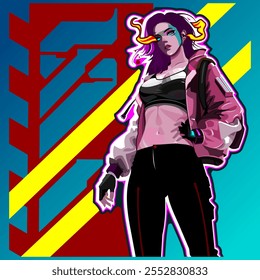 cyberpunk girl no estilo de personagens de mangá