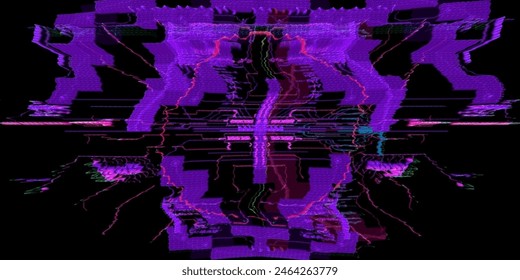 Cyberpunk Glitch Effect Backdrop. Abstract Futuristic HUD Interface with Glitch effect. RGB-Shift and Static Noise Backdrop. Digital Pixel Noise Effect. VHS 80's Style, Black Background. EPS 10