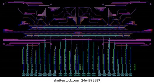 Cyberpunk Glitch Effect Backdrop. Abstract Futuristic HUD Interface with Glitch effect. RGB-Shift and Static Noise Backdrop. Digital Pixel Noise Effect. VHS 80's Style, Black Background. EPS 10