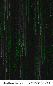 Cyberpunk hacker backdrop with various green symbols on a black background. Future design for posters, banners and flyers.